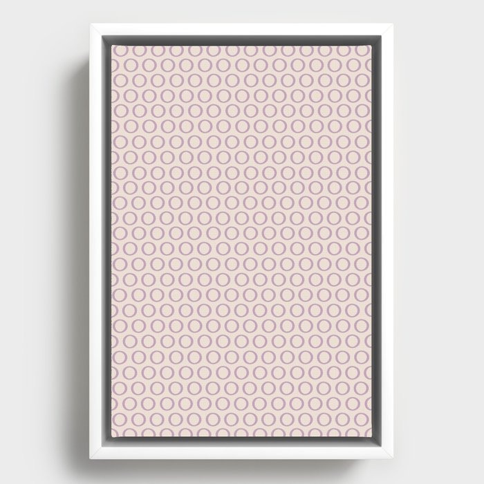 Inky Dots Minimalist Pattern in Cream and Light Lilac Lavender Purple Framed Canvas