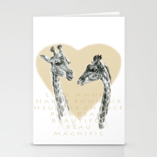 Giraffes love G055bis Stationery Cards