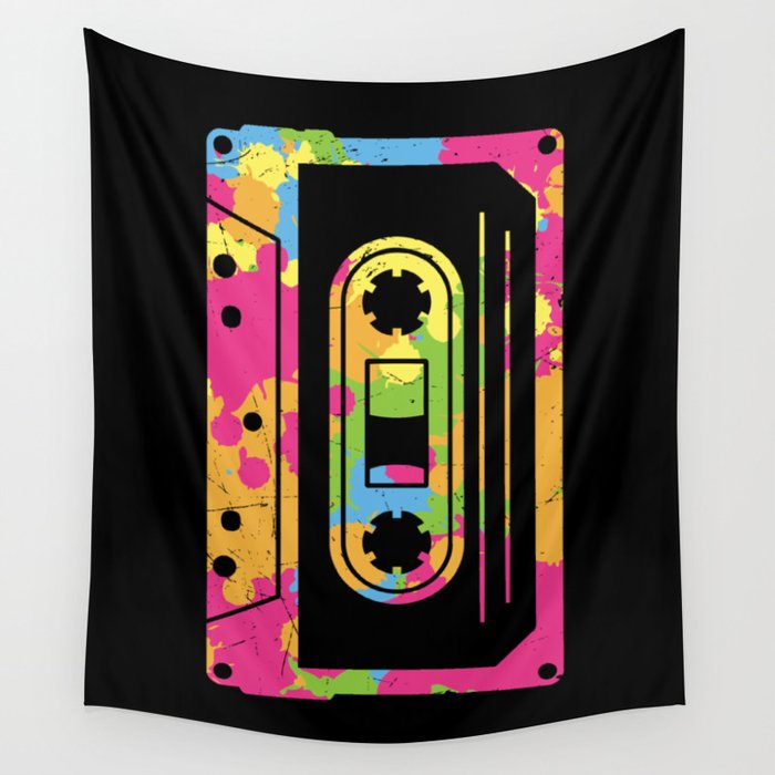 Colorful Retro Cassette Tape Wall Tapestry