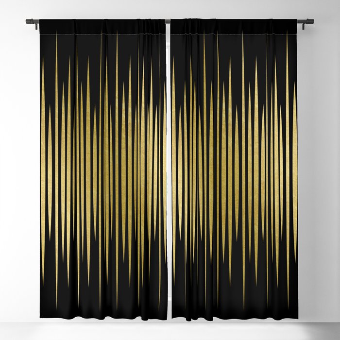 Linear Black & Gold Blackout Curtain