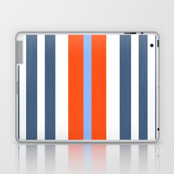 Mitchell Stripe Red White And Blue With Sky Blue Laptop & iPad Skin