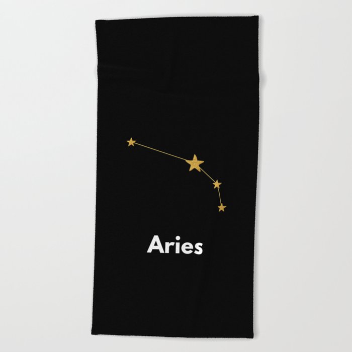Aries, Aries Zodiac, Black Beach Towel