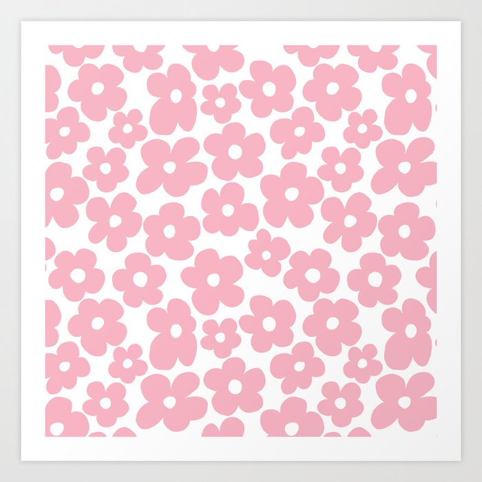 Pastel Pink Flowers - Floral Pattern - Seamless Pattern – Vintage Style Art Print