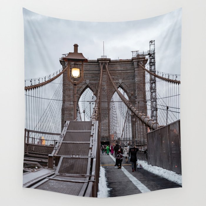 Brooklyn Bridge Winter Nights | Travel Photography Wall Tapestry