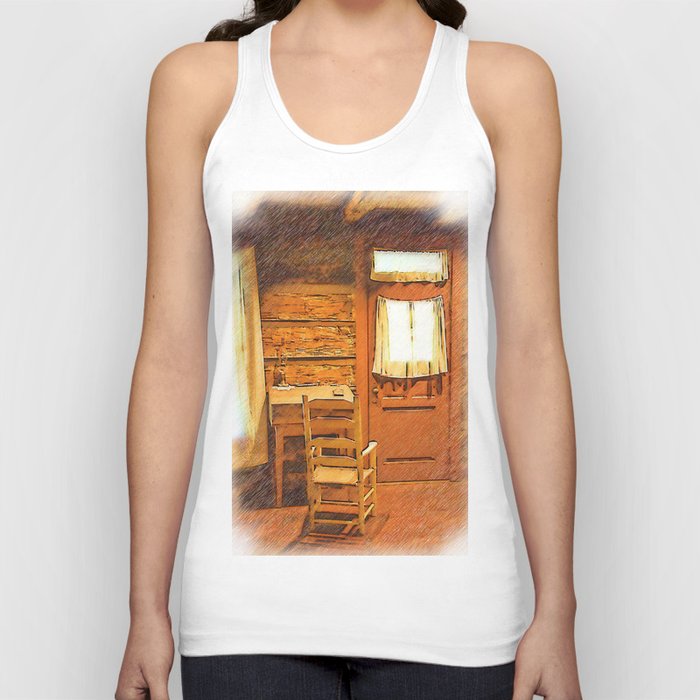 Log Cabin Desk Chair And Door Unisex Tank Top By Kirttisdaleart