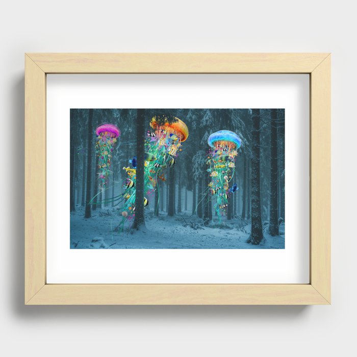 New Winter forest of Electric Jellyfish Recessed Framed Print