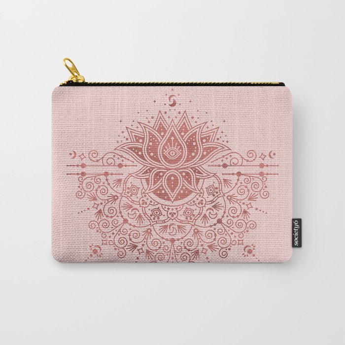 Sacred Lotus Mandala – Rose Gold & Blush Palette Carry-All Pouch