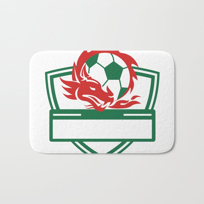 Red Dragon Soccer Ball Crest Bath Mat