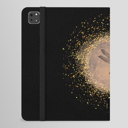 Sketched Dragonfly and Gold Circle Frame on Black iPad Folio Case