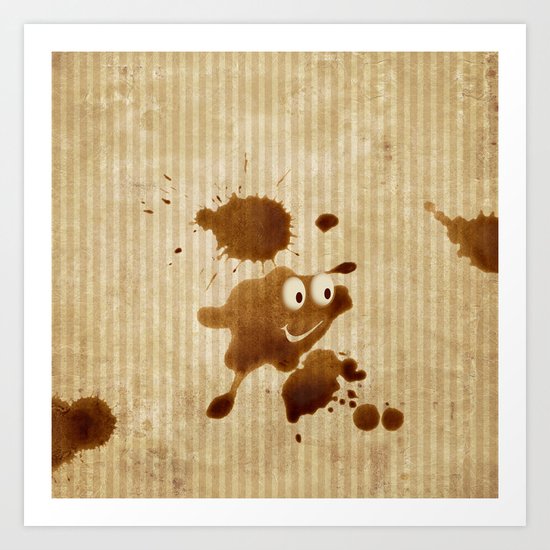 The Smile of Coffee Drop - Old Paper Style Art Print
