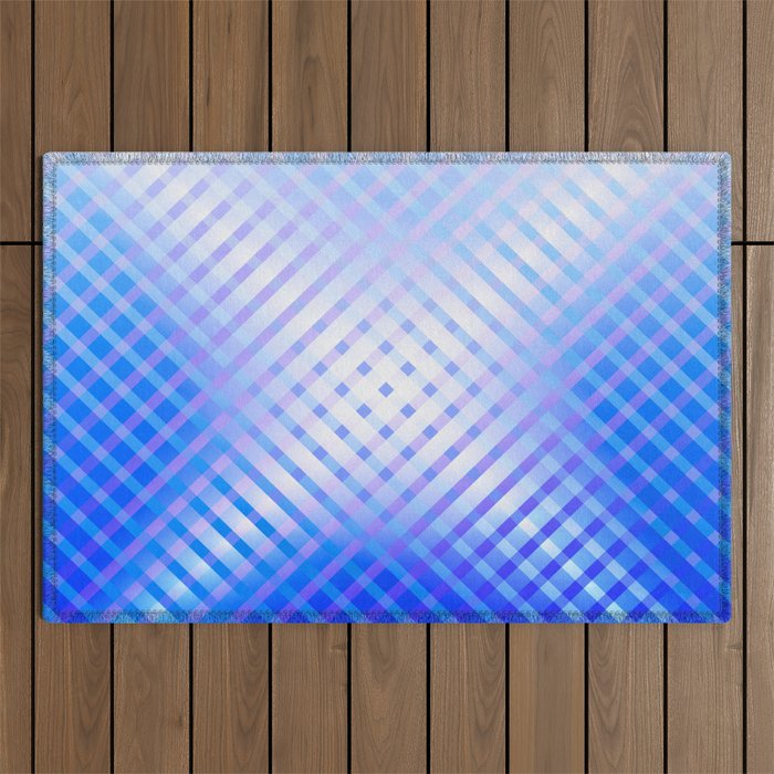 Abstract Crossed Blue Light. Outdoor Rug