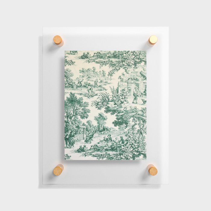 Green Toile de Jouy Floating Acrylic Print