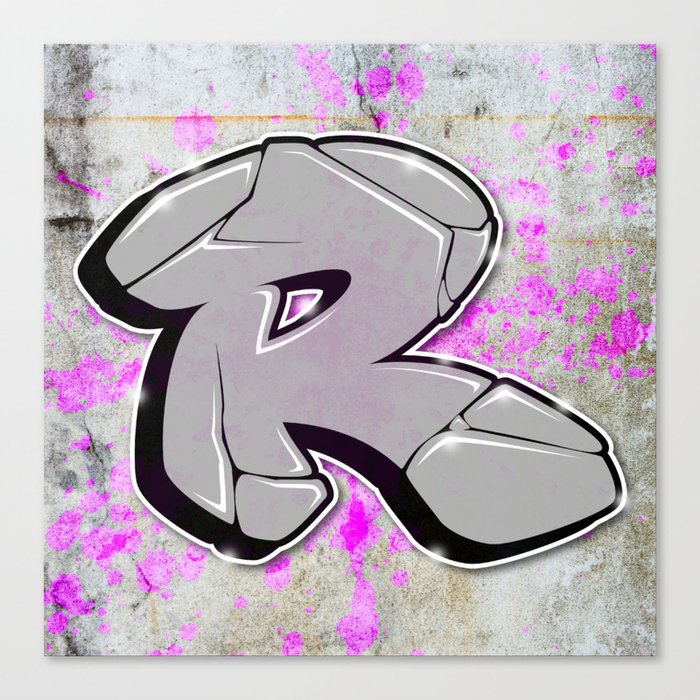 r graffiti letter canvas print by joax society6