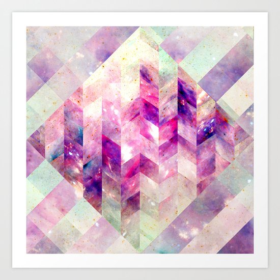 Abstract Geometric Pink Galaxy Art Print