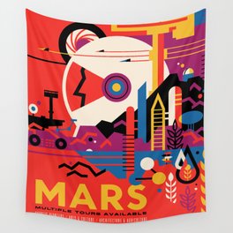 NASA Retro Space Travel Poster #9 Mars Wall Tapestry