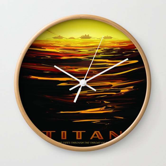 Titan : NASA Retro Solar System Travel Posters Wall Clock