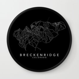 BRECKENRIDGE B&W // Colorado Trail Map White on Black Runs Minimalist Ski & Snowboard Illustration Wall Clock