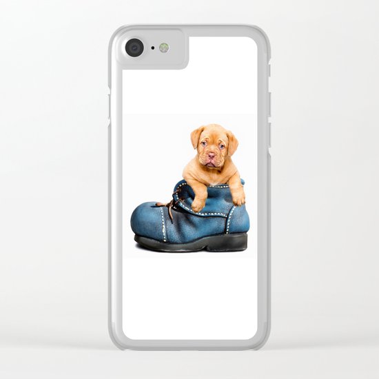 puppy in a boot Clear iPhone Case