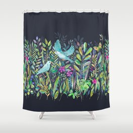 Little Garden Birds in Watercolor Shower Curtain