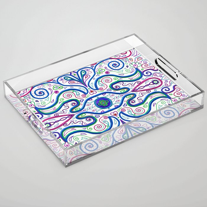 Psychedelic Eye Linear Symmetry Pattern Acrylic Tray