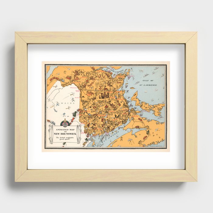 1929 Vintage Map of New Brunswick Recessed Framed Print
