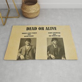 Butch Cassidy and the Sundance Kid Wanted Poster Dead or Alive $5,000 Reward Each Area & Throw Rug