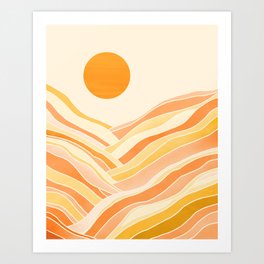 Golden Mountain Sunset / Abstract Landscape Art Print