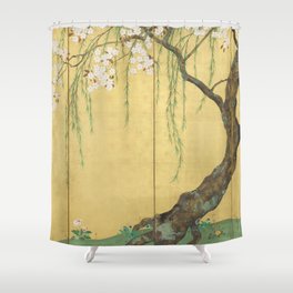 Cherry, Maple and Budding Willow Tree Shower Curtain