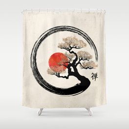 Enso Circle and Bonsai Tree on Canvas Shower Curtain