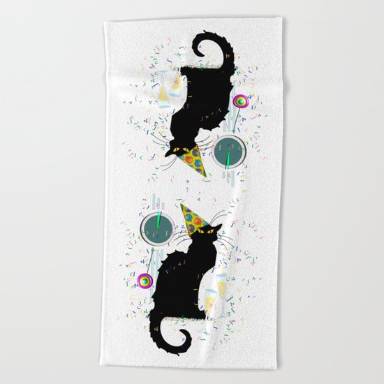 Chat Noir Party Countdown Beach Towel