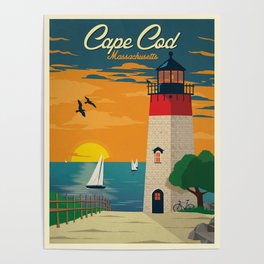 Vintage travel poster-Massachusetts-Cape Cod. Poster
