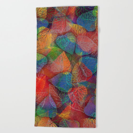 Multicolor Leaves Beach Towel