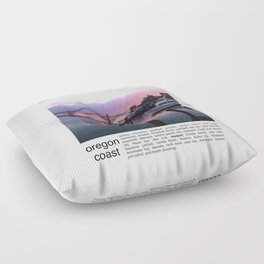 Oregon Coast Sunset and Bridge | Travel Photography Minimalism Floor Pillow