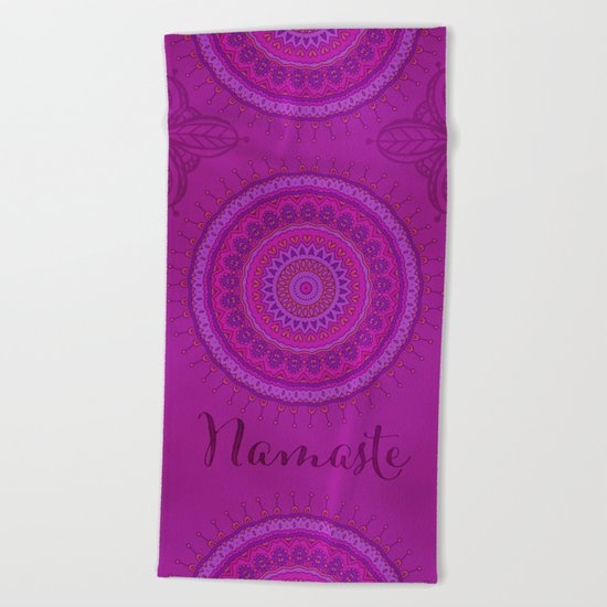 Namaste Mandala Yoga Hindi Symbol Beach Towel
