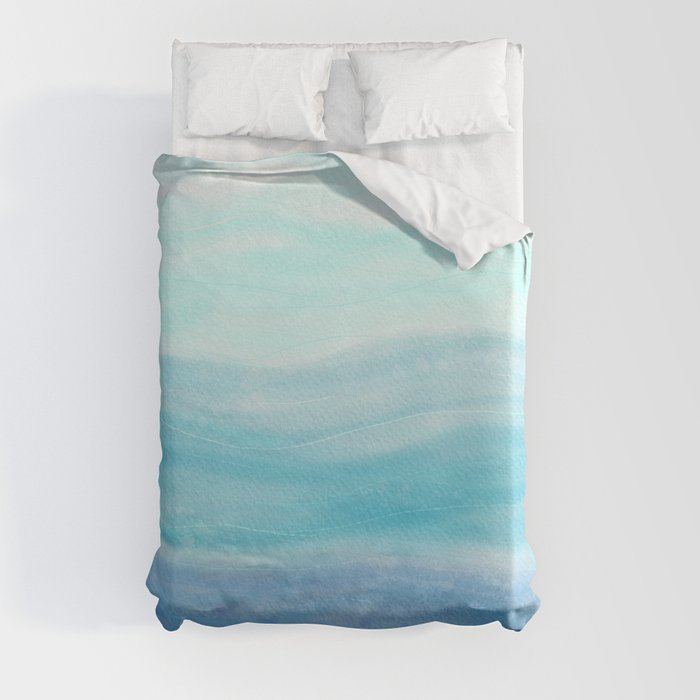 Sea Waves, Abstract Watercolor Painting Duvet Cover