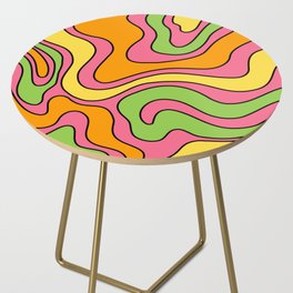 Retro Warped Swirl Marble Pattern Side Table