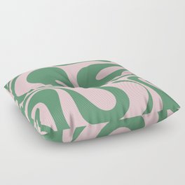 Mod Swirl Retro Abstract Pattern in Jade Green and Pale Pink Floor Pillow