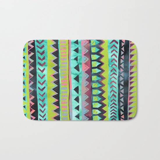 PATTERN {Tribal Stripe - Green} Bath Mat