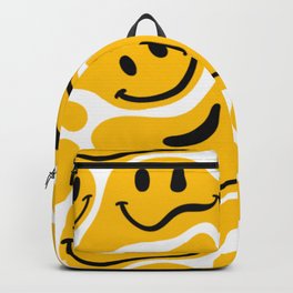 TRIPPY MELTING SMILE PATTERN Backpack | Acid, Weird, Happy, Smile, Face, Retro, Graphicdesign, Pattern, Cool, Old 