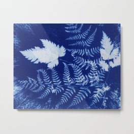 Cyanotype No. 3 Metal Print | Color, Fern, Flora, Printmaking, Cyanotype, Boho, Handmade, White, Print, Abstract 