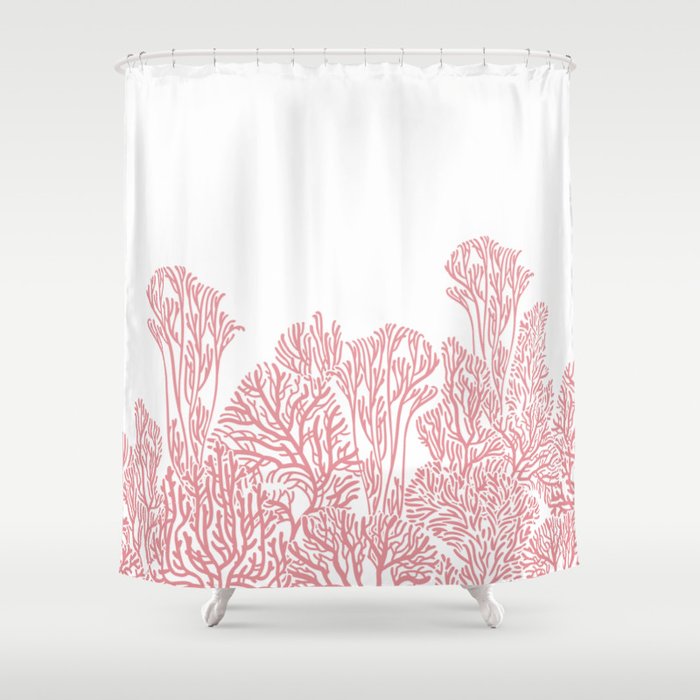 Coral pink 2025 shower curtain