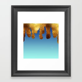 Blue And Gold Glitter Gradient Ombre Sombre Abstract,Sparkles,Shine,Shiny,Shimmer Framed Art Print