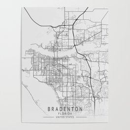 Bradenton - Florida - US Gray Map Art Poster