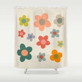 Flower Power Floral | Retro 60s 70s Shower Curtain