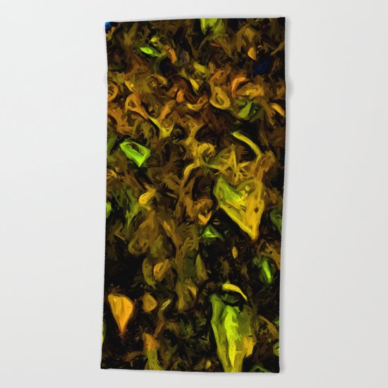 Tree with Brown, Gold and Green Leaves Beach Towel