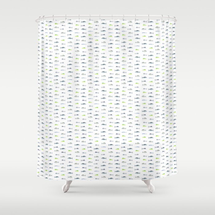 Fish of the North Atlantic Seamless Grid Repeat (Transparent) Shower Curtain