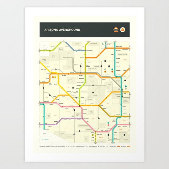 ARIZONA HIGHWAY MAP Art Print