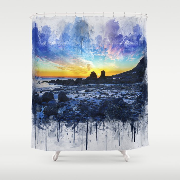 Ocean Sunset Painting Shower Curtain By Ianmitchell Society6