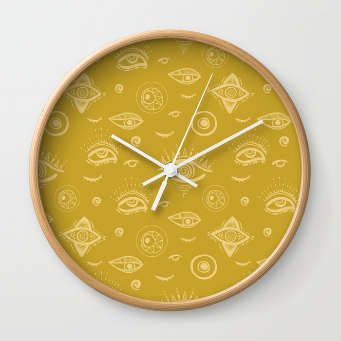 Eyes On You - In fun yellow Wall Clock