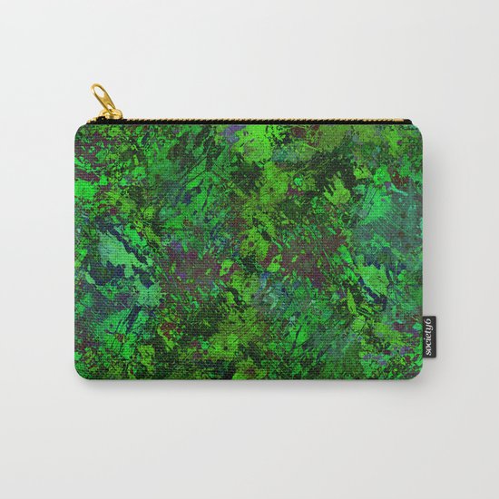 Lost In The Jungle - Abstract, green, jungle, foliage, leaves, forest themed artwork Carry-All Pouch